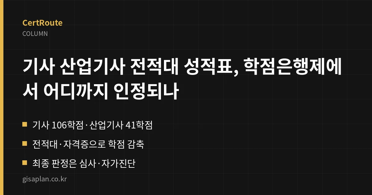 기사 산업기사 전적대 성적표, 학점은행제에서 어디까지 인정되나 핵심 정리