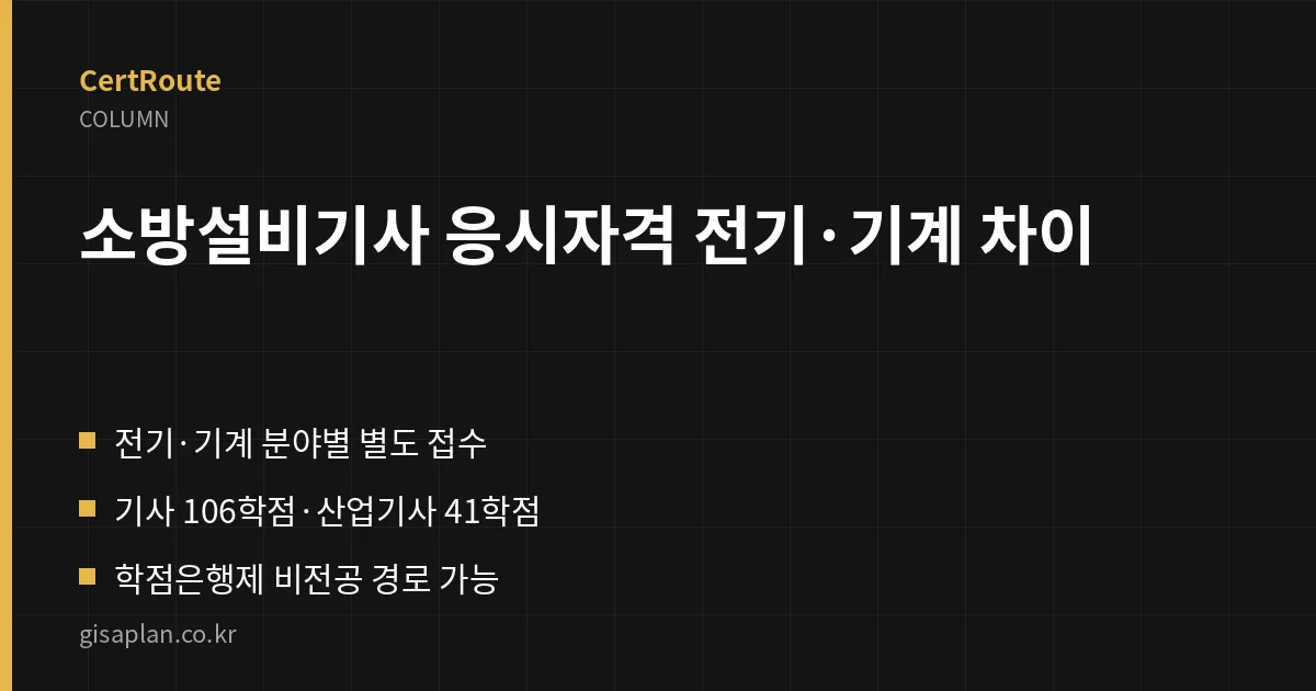 소방설비기사 응시자격 전기·기계 차이 핵심 정리